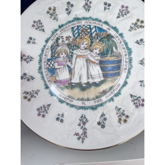 Kate Greenaway Almanack Decorative Plate Royal Doulton Vtg 70s Scorpio Girls - Picture 2 of 6